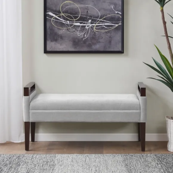 Kirkland's Home Benches & Ottomans-Upholstered Wood Trim Bench