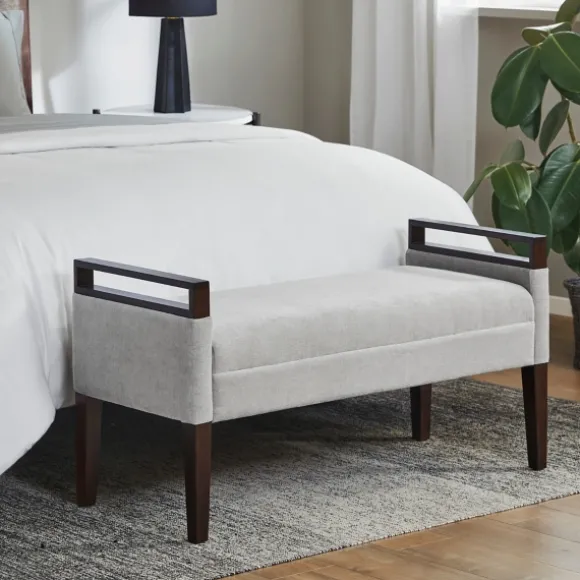 Kirkland's Home Benches & Ottomans-Upholstered Wood Trim Bench