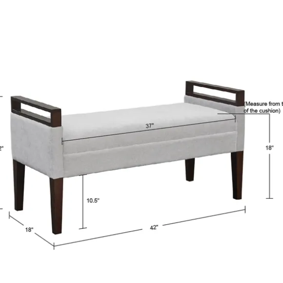 Kirkland's Home Benches & Ottomans-Upholstered Wood Trim Bench