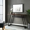 Kirkland's Home Console Tables-Urban Metal Wrap Dark Walnut Console Table