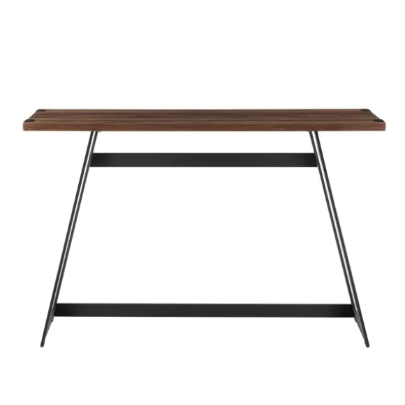 Kirkland's Home Console Tables-Urban Metal Wrap Dark Walnut Console Table