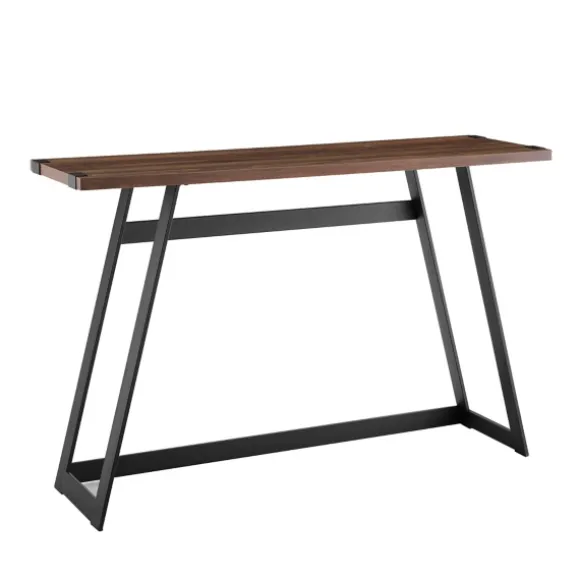 Kirkland's Home Console Tables-Urban Metal Wrap Dark Walnut Console Table