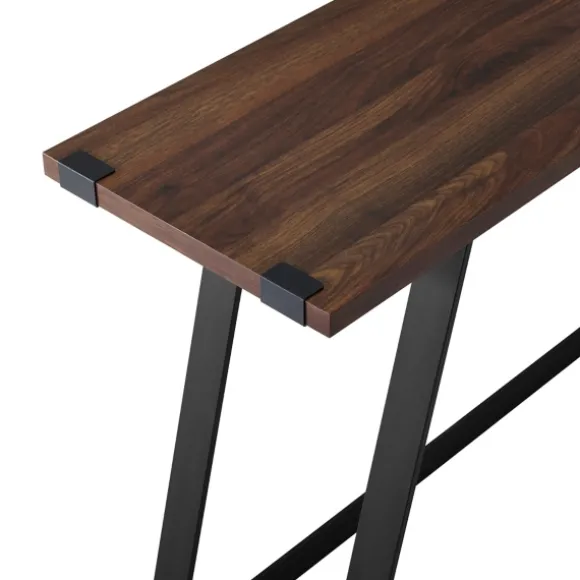Kirkland's Home Console Tables-Urban Metal Wrap Dark Walnut Console Table