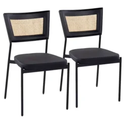 Kirkland's Home Dining Chairs-Vegan Leather And Rattan Dining Chairs, Set Of 2