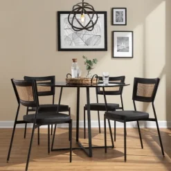 Kirkland's Home Dining Chairs-Vegan Leather And Rattan Dining Chairs, Set Of 2
