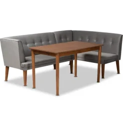 Kirkland's Home Dining Sets-Velvet And Walnut Bench 4-Pc. Dining Set