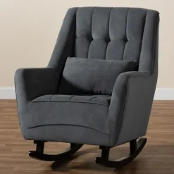 Kirkland's Home Accent Chairs-Velvet Biscuit Tufted Rocking Chair