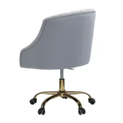 Kirkland's Home Office Furniture-Velvet Tufted Gold Leg Swivel Office Chair