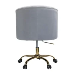 Kirkland's Home Office Furniture-Velvet Tufted Gold Leg Swivel Office Chair