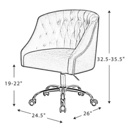 Kirkland's Home Office Furniture-Velvet Tufted Gold Leg Swivel Office Chair