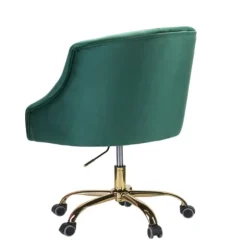 Kirkland's Home Office Furniture-Velvet Tufted Golden Leg Swivel Office Chair
