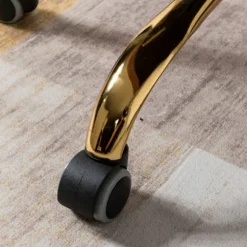 Kirkland's Home Office Furniture-Velvet Tufted Golden Leg Swivel Office Chair