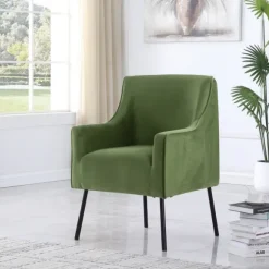 Kirkland's Home Accent Chairs-Velvet Upholstered Black Legs Accent Chair