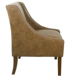 Kirkland's Home Accent Chairs-Vintage Faux Leather Swoop Accent Chair