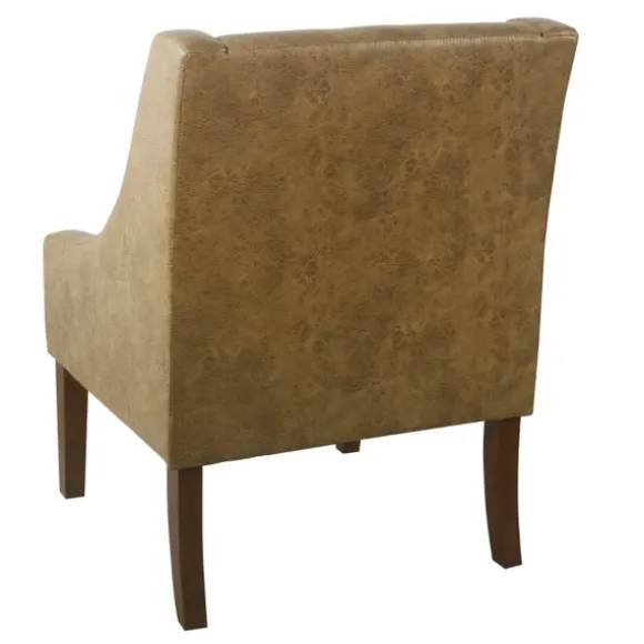 Kirkland's Home Accent Chairs-Vintage Faux Leather Swoop Accent Chair