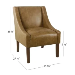 Kirkland's Home Accent Chairs-Vintage Faux Leather Swoop Accent Chair