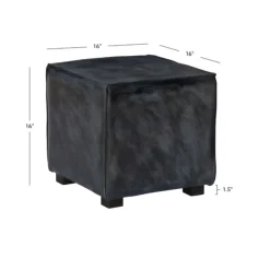 Kirkland's Home Benches & Ottomans-Vintage Finish Leather Cube Ottoman