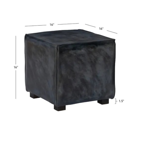 Kirkland's Home Benches & Ottomans-Vintage Finish Leather Cube Ottoman