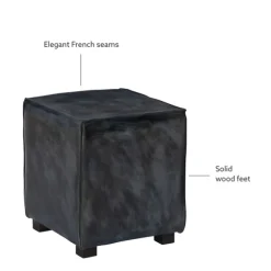 Kirkland's Home Benches & Ottomans-Vintage Finish Leather Cube Ottoman