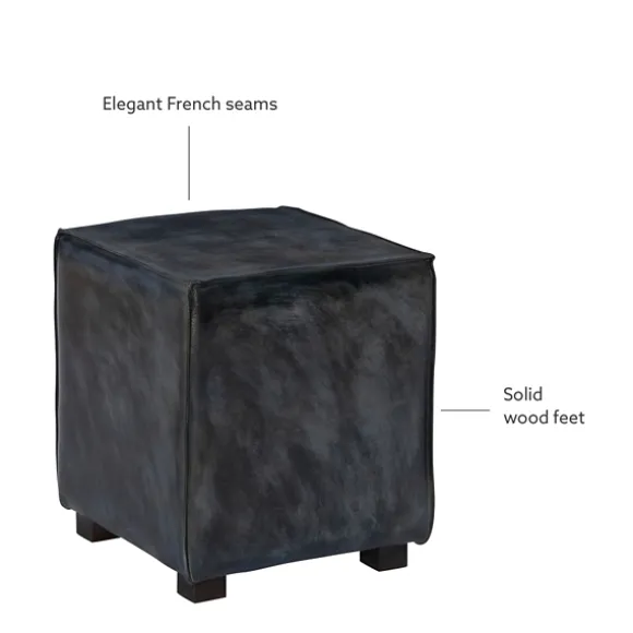 Kirkland's Home Benches & Ottomans-Vintage Finish Leather Cube Ottoman