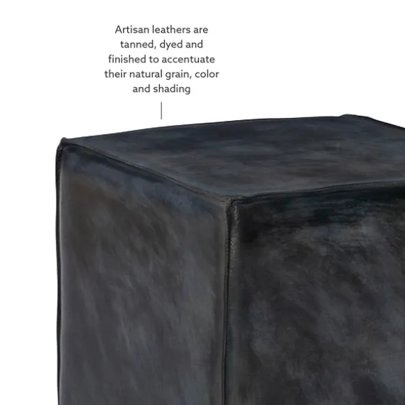 Kirkland's Home Benches & Ottomans-Vintage Finish Leather Cube Ottoman