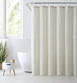 Kirkland's Home Shower Curtains-Waffle Cotton Blend Shower Curtain
