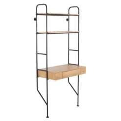 Kirkland's Home Office Furniture-Wall-Mounted Steel And Blonde Wood Desk