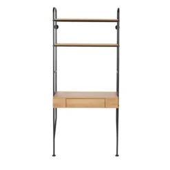 Kirkland's Home Office Furniture-Wall-Mounted Steel And Blonde Wood Desk