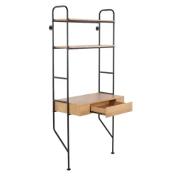 Kirkland's Home Office Furniture-Wall-Mounted Steel And Blonde Wood Desk