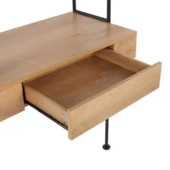 Kirkland's Home Office Furniture-Wall-Mounted Steel And Blonde Wood Desk