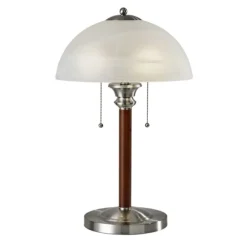 Kirkland's Home Desk Lamps & Task Lighting-Walnut Alabaster Frosted Glass Table Lamp
