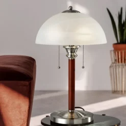 Kirkland's Home Desk Lamps & Task Lighting-Walnut Alabaster Frosted Glass Table Lamp