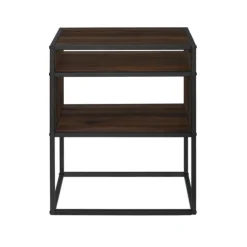 Kirkland's Home Accent & End Tables-Walnut And Metal Mid-Century Modern Accent Table