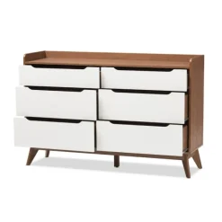Kirkland's Home Dressers & Chests-Walnut And White Mid-Century Modern Dresser