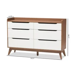 Kirkland's Home Dressers & Chests-Walnut And White Mid-Century Modern Dresser