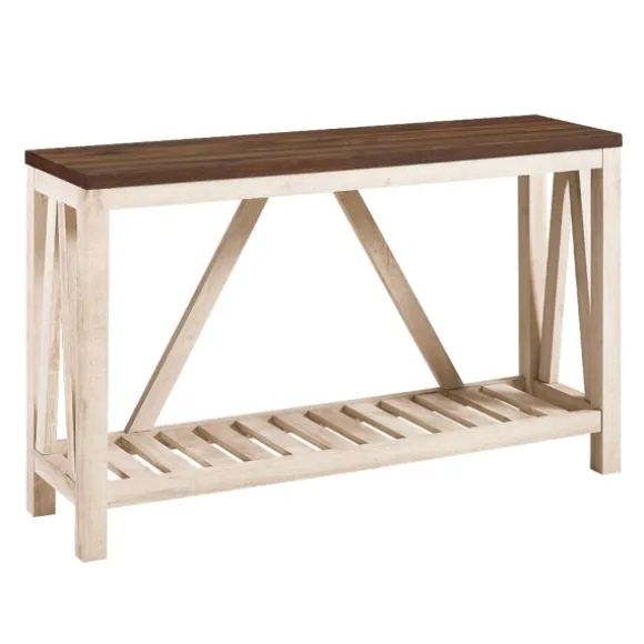 Kirkland's Home Console Tables-Walnut And Whitewash A-Frame Console Table