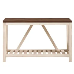 Kirkland's Home Console Tables-Walnut And Whitewash A-Frame Console Table