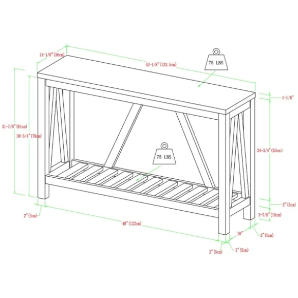 Kirkland's Home Console Tables-Walnut And Whitewash A-Frame Console Table