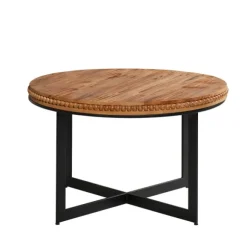 Kirkland's Home Coffee Tables-Walnut Beaded Industrial Coffee Table