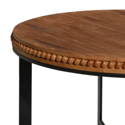 Kirkland's Home Coffee Tables-Walnut Beaded Industrial Coffee Table