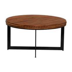 Kirkland's Home Coffee Tables-Walnut Beaded Industrial Coffee Table