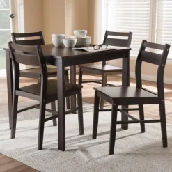 Kirkland's Home Dining Sets-Walnut Contemporary Wood 5-Pc. Dining Set