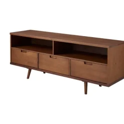 Kirkland's Home Tv Stands & Media Consoles-Walnut 3-Door Mid-Century Modern Tv Stand