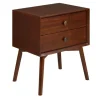 Kirkland's Home Nightstands-Walnut 2-Drawer Mid-Century Modern Nightstand