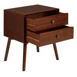 Kirkland's Home Nightstands-Walnut 2-Drawer Mid-Century Modern Nightstand