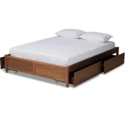 Kirkland's Home Beds & Headboards-Walnut 4-Drawer Queen Bed Frame