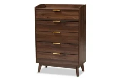 Kirkland's Home Dressers & Chests-Walnut 5-Drawer Wood Chest