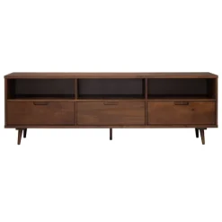 Kirkland's Home Tv Stands & Media Consoles-Walnut 3-Drawer Wood Tv Stand