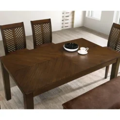 Kirkland's Home Dining Tables-Walnut Finish Chevron Inlay Dining Table