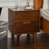 Kirkland's Home Nightstands-Walnut Mid-Century Modern 2-Drawer Nightstand